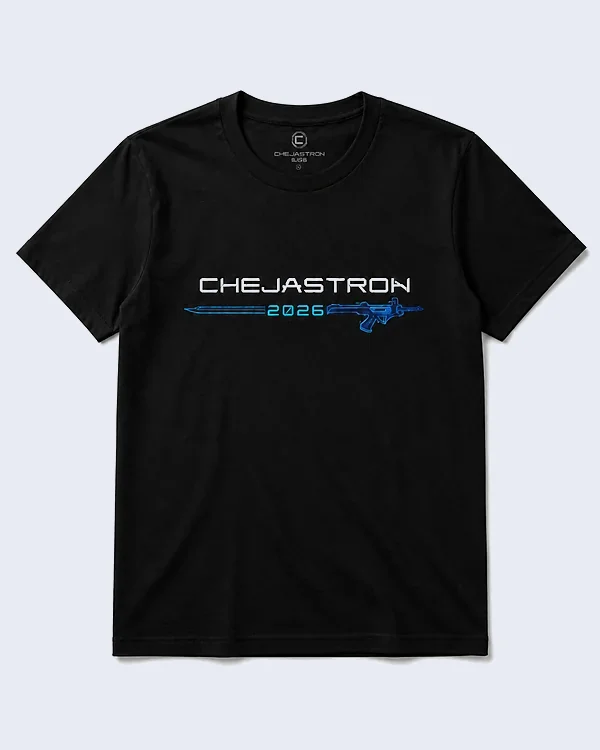 Playera Chejastron 2026 — vista frontal con diseño Pistola Espada